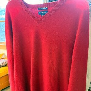 Cashmere Red Vneck Club Room XL Soft Warm Sweater